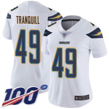 Los Angeles Chargers NFL Football Drue Tranquill White Jersey Women Limited #49 Road 100th Season Vapor Untouchable->los angeles chargers->NFL Jersey
